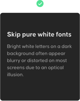 Avoid pure white fonts correct way