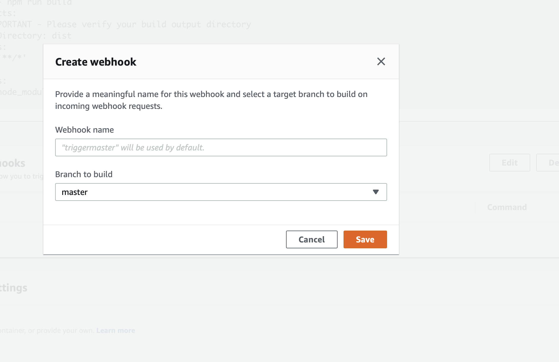  Create webhook form screenshot
