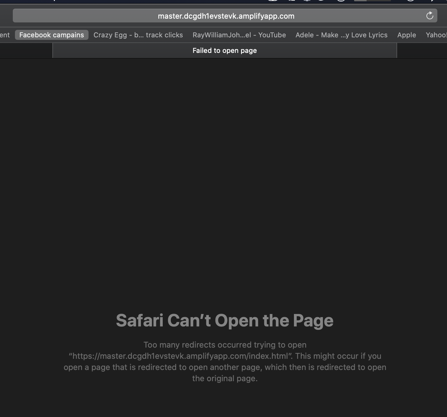 Safari failed to open page
