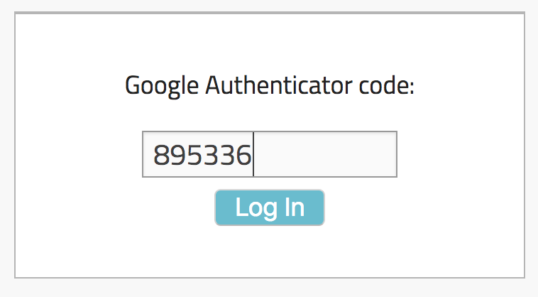 Login form Google Authenticator code