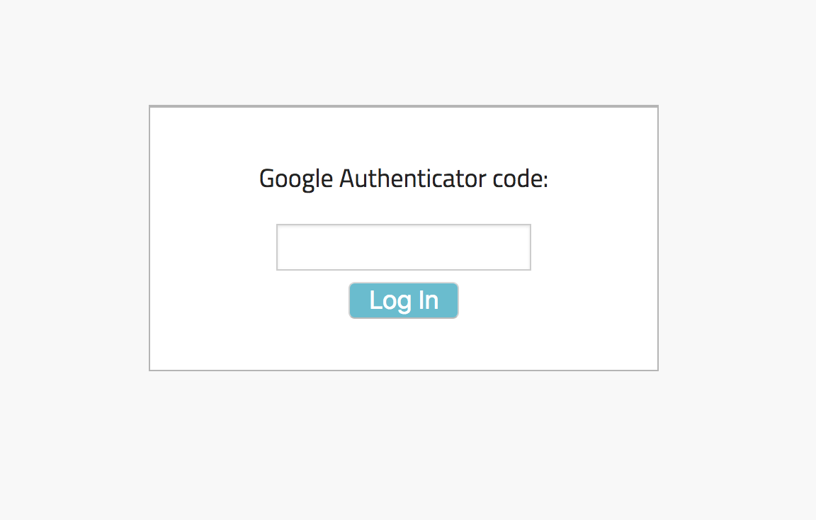 Login form Google Authenticator code