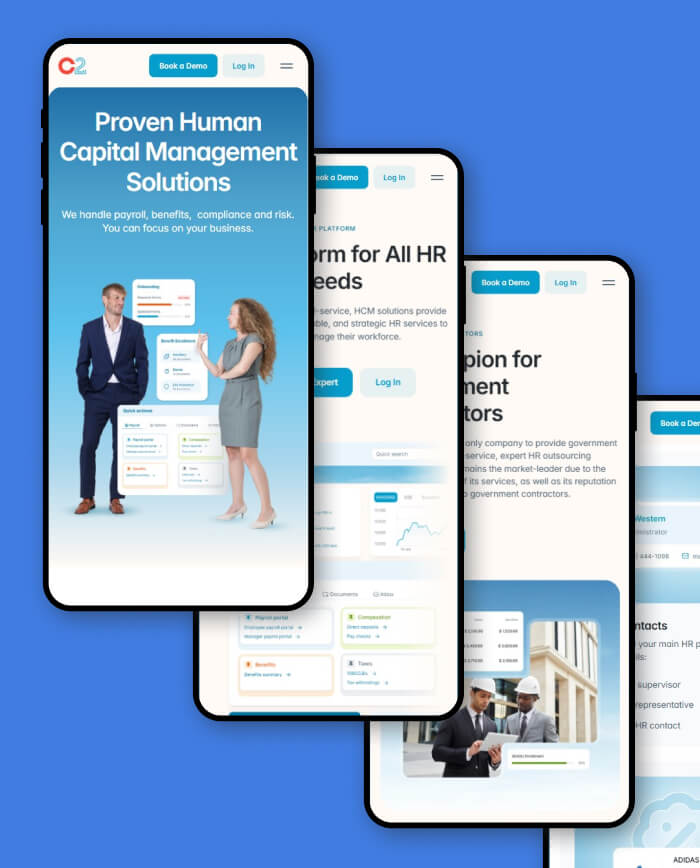 Mobile and web product screens from a Kodius client engagement.